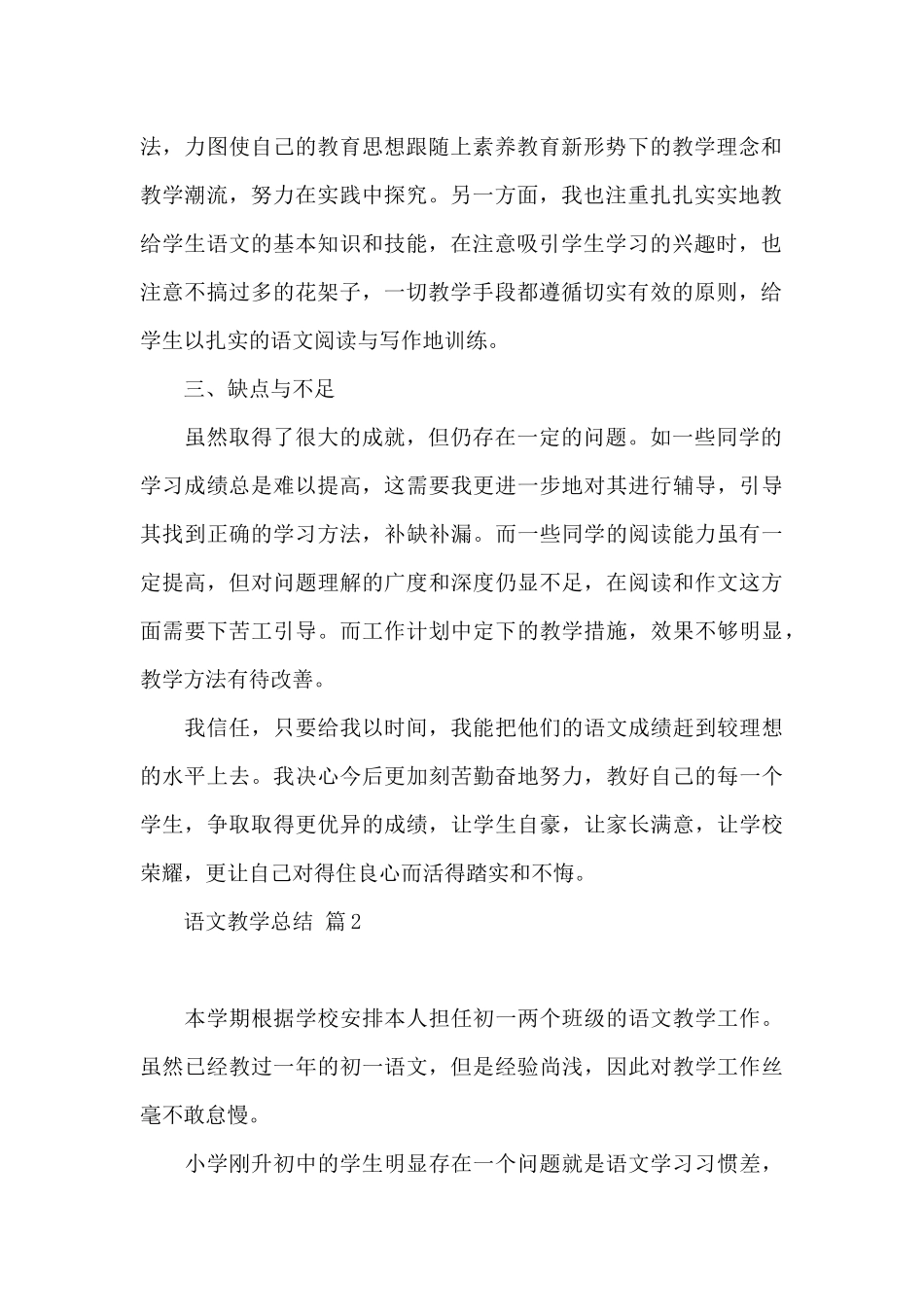 语文教学总结模板_第2页
