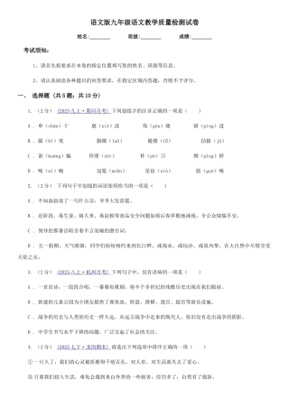 语文版九年级语文教学质量检测试卷