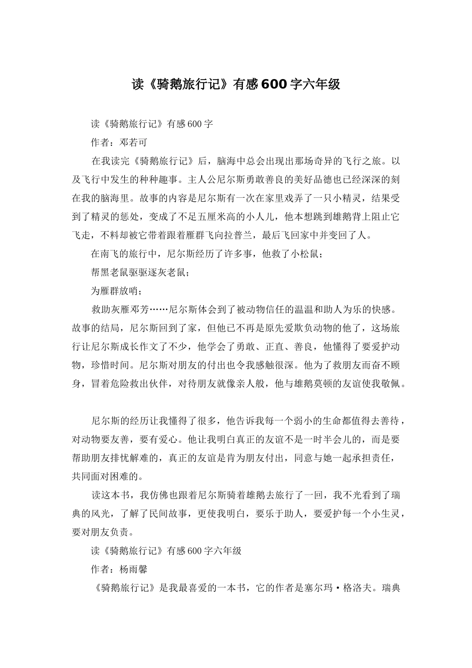 读《骑鹅旅行记》有感600字六年级_第1页