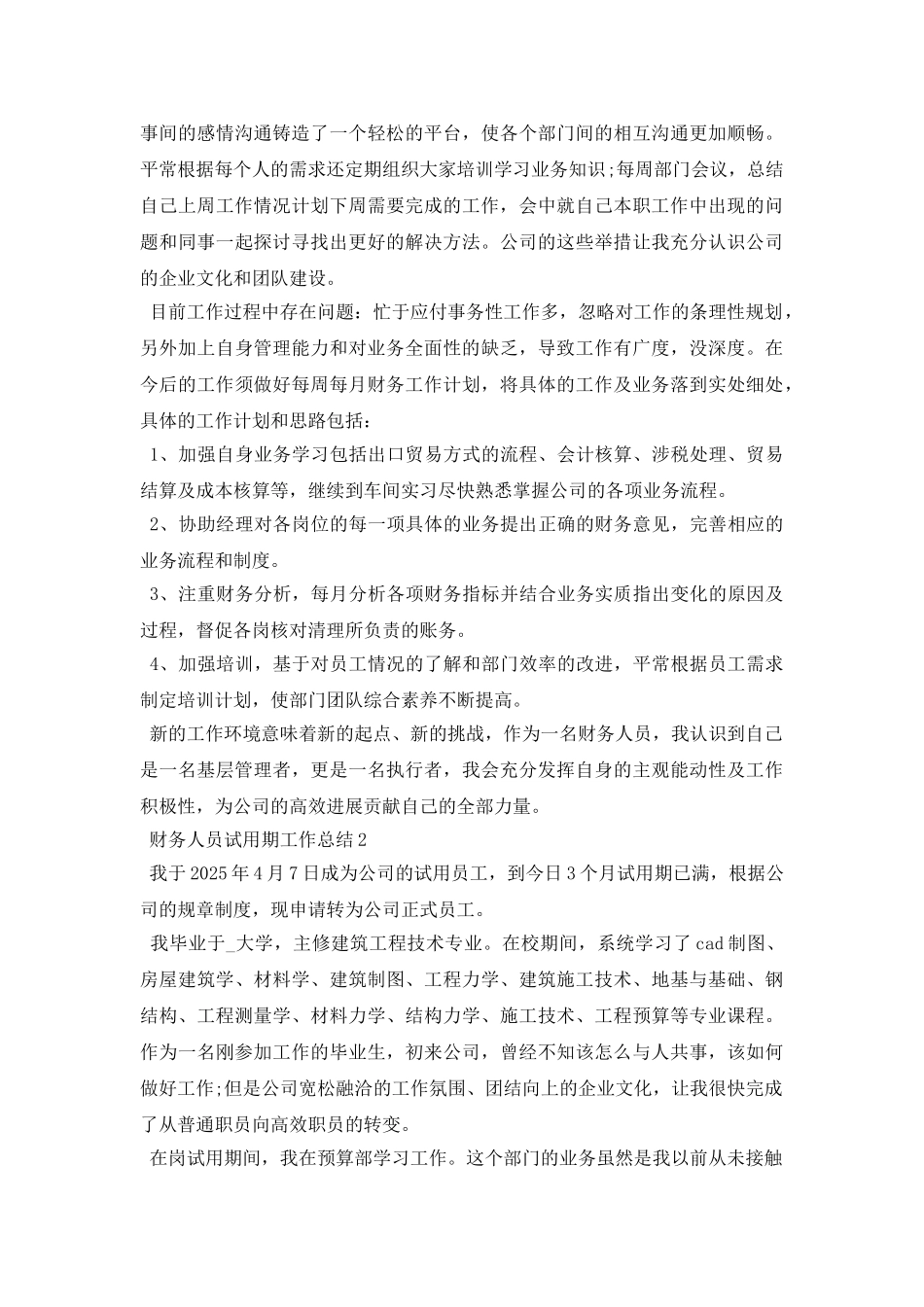 财务人员试用期个人工作总结5篇_第2页