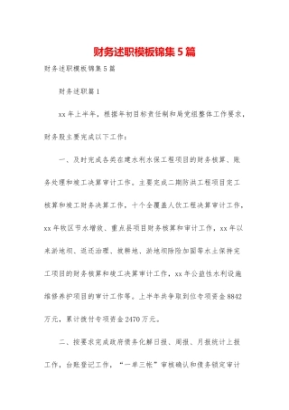 财务述职模板锦集5篇-1
