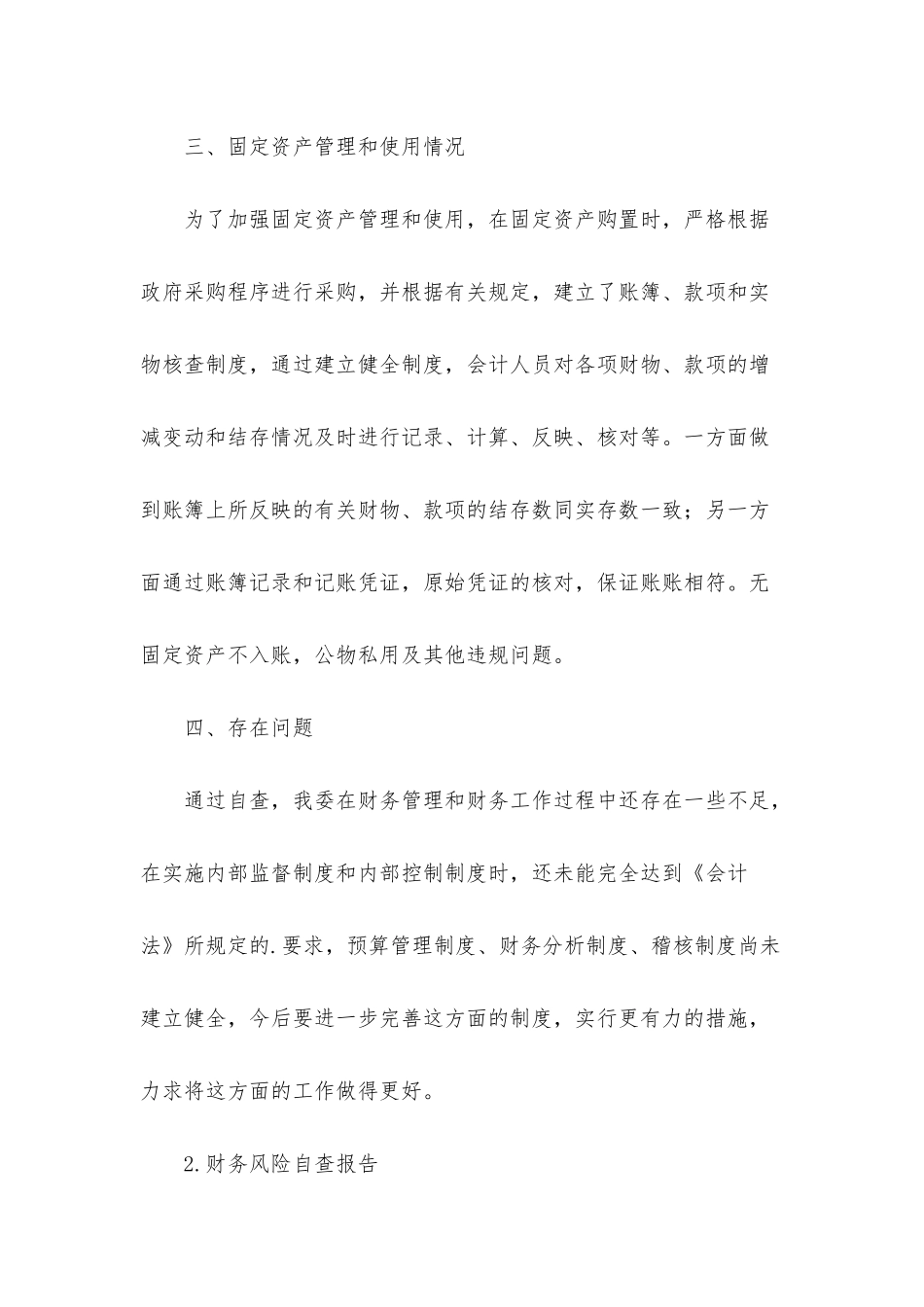 财务风险自查报告5篇_第3页