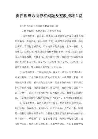 责任担当方面存在问题及整改措施3篇