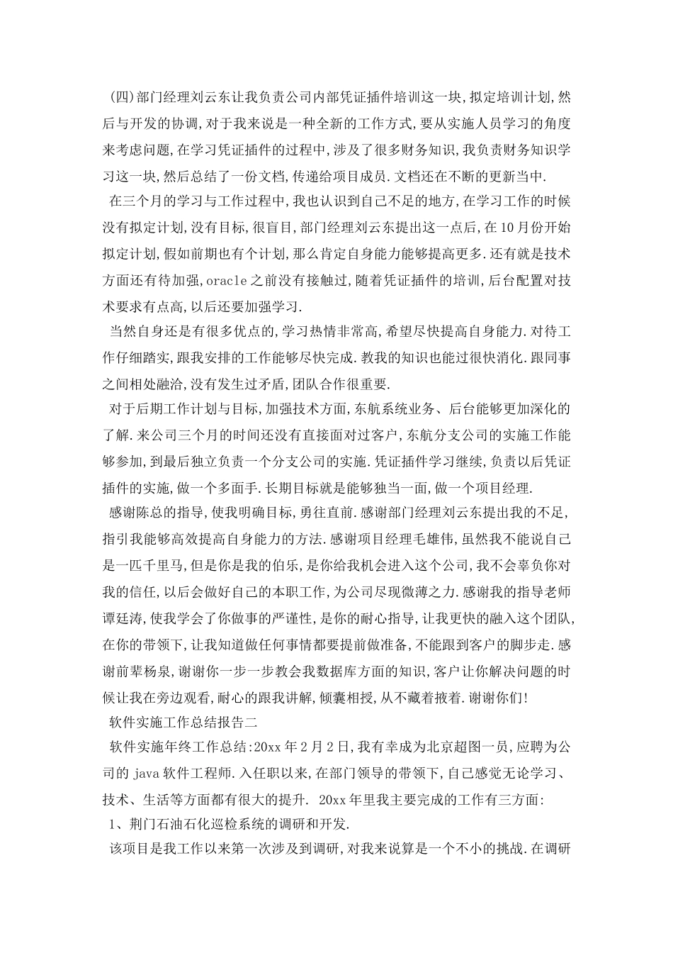 软件实施工作总结报告范文_第2页