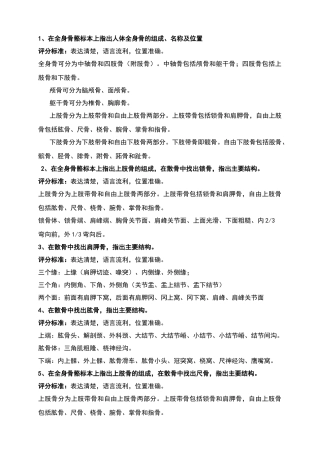 运动解剖学实验考核复习题和参考答案