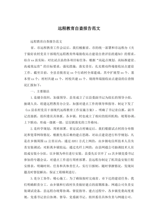 远程教育自查报告范文