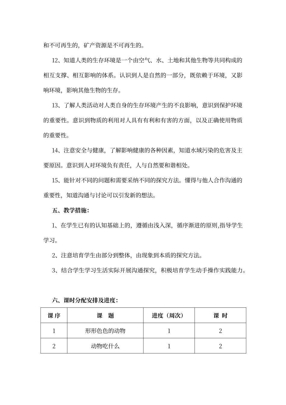 鄂教版五年级下册科学教学计划_第3页