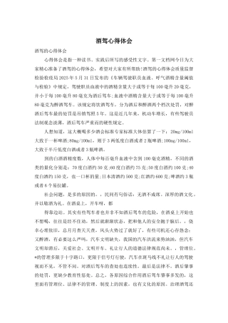 酒驾心得体会