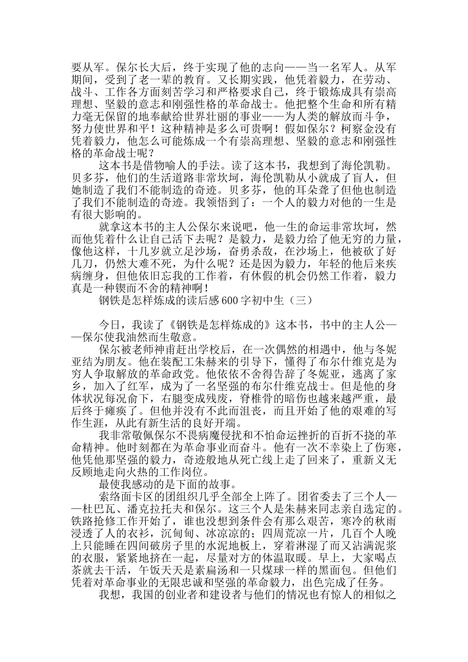 钢铁是怎样炼成的读后感600字初中生_第2页