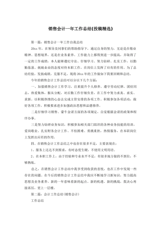 销售会计一年工作总结