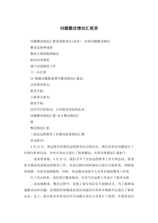 问题整改情况汇报表