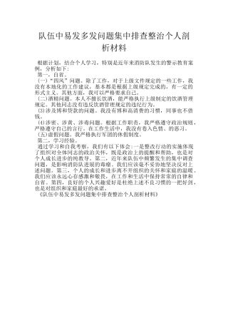 队伍中易发多发问题集中排查整治个人剖析材料