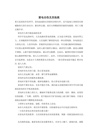 雷电击伤及其救护