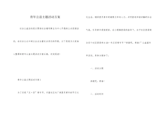 青年公益主题活动方案