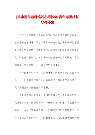 青年教师成长心得体会