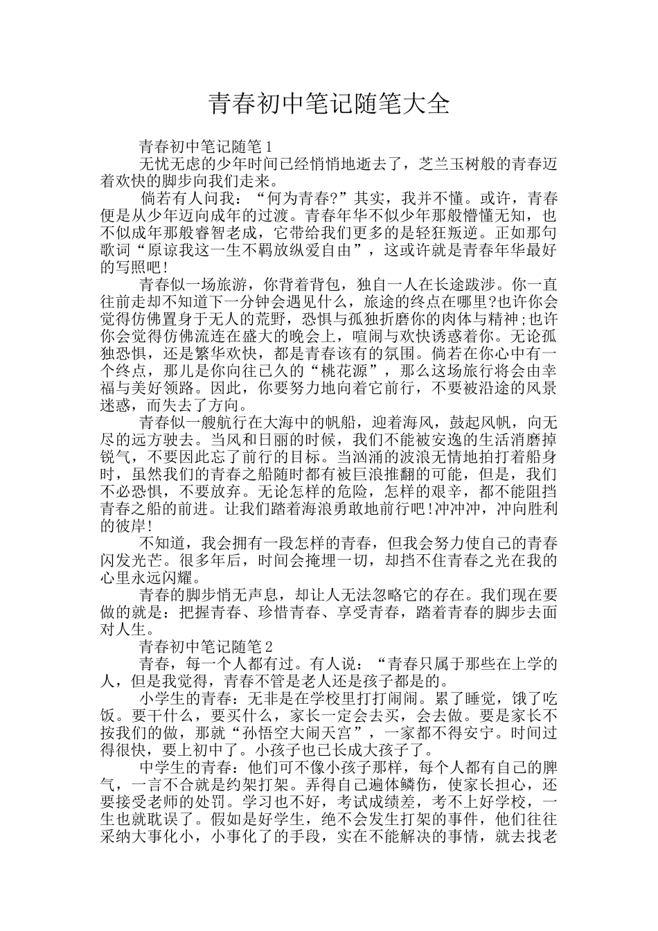 青春初中笔记随笔大全_第1页