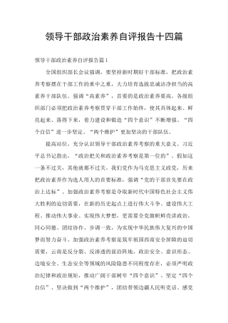 领导干部政治素质自评报告十四篇