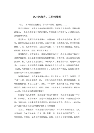 风尘远行客-又见倾城雪