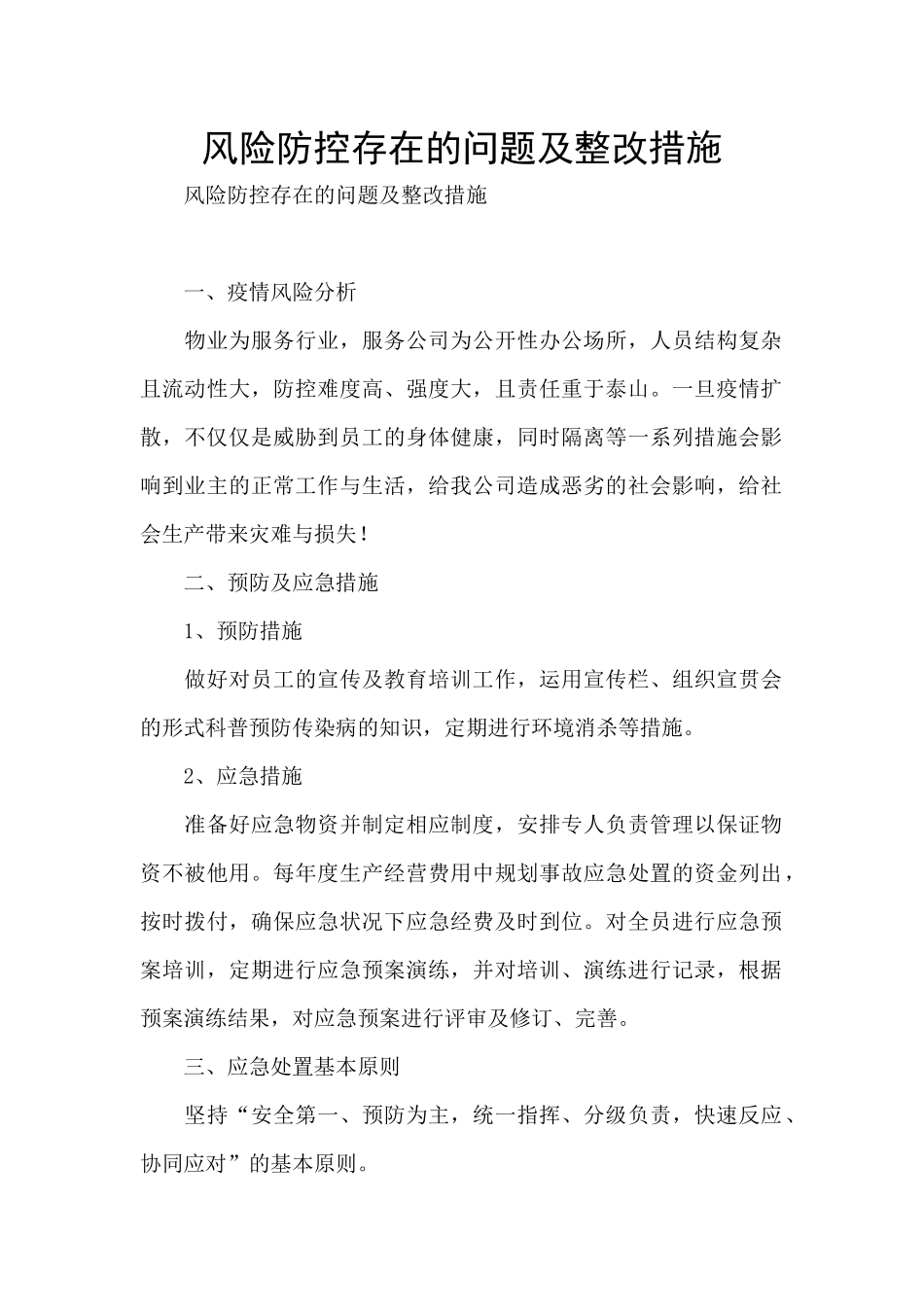 风险防控存在的问题及整改措施_第1页