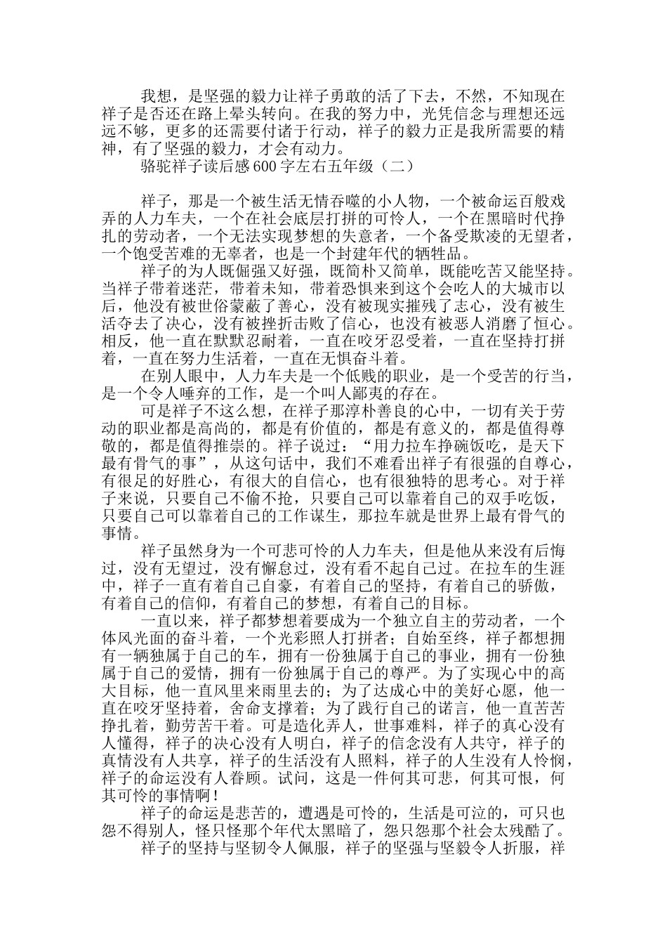 骆驼祥子读后感600字左右五年级_第2页