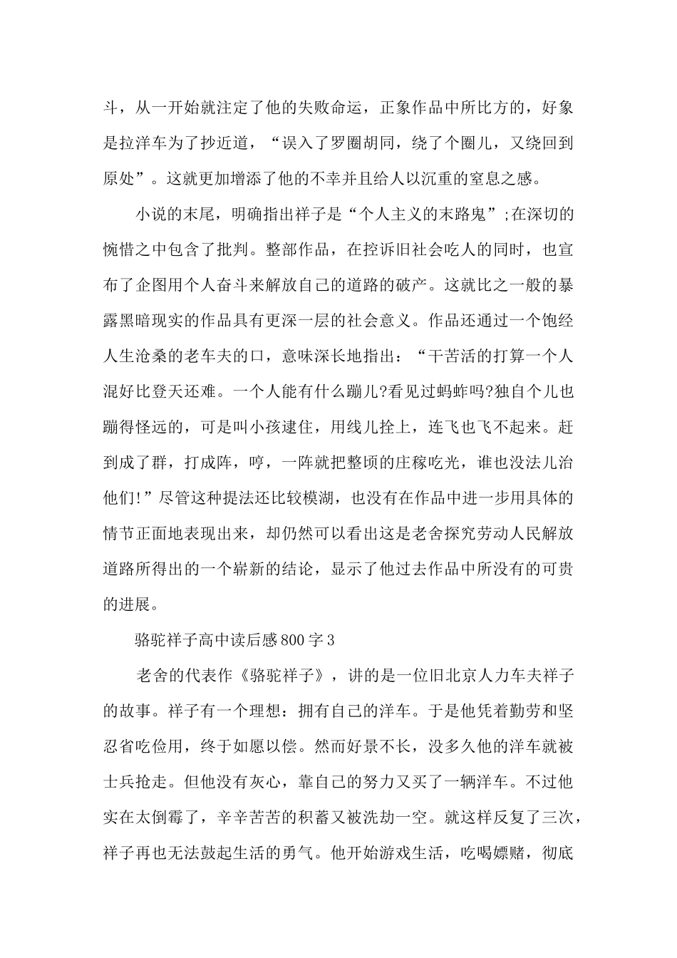 骆驼祥子高中读后感800字5篇_第3页
