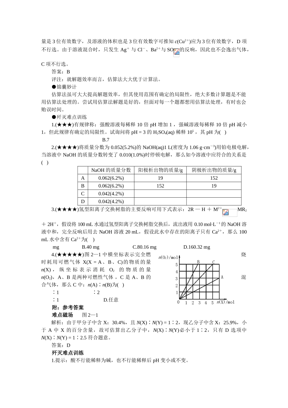 高一化学估算法测试题_第2页
