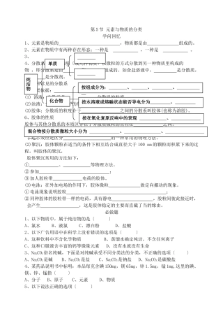 高一化学元素与物质的分类测试