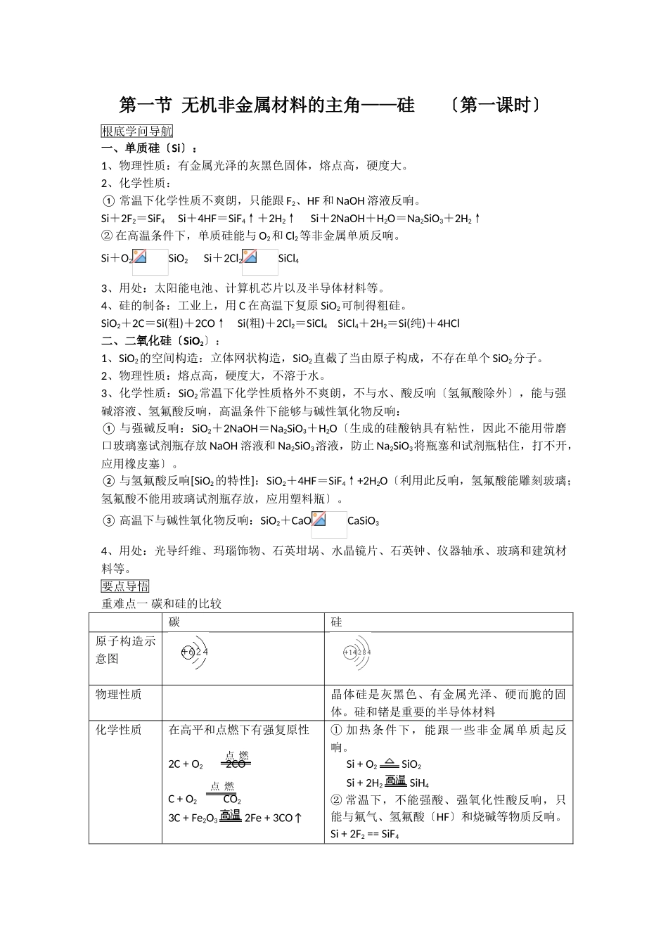 高一化学硅复习1_第1页