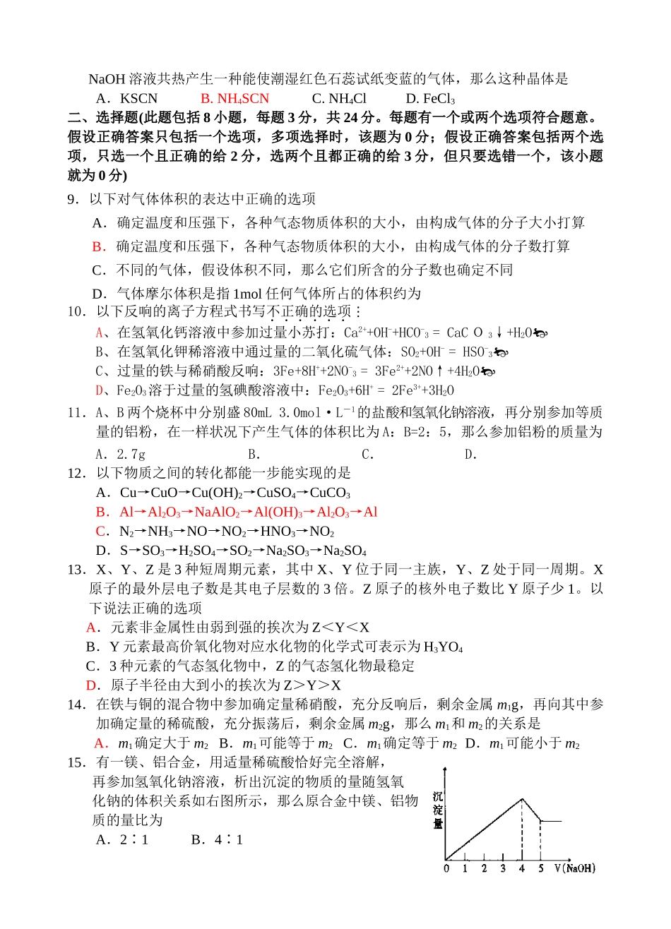 高一化学竞赛试题_第2页