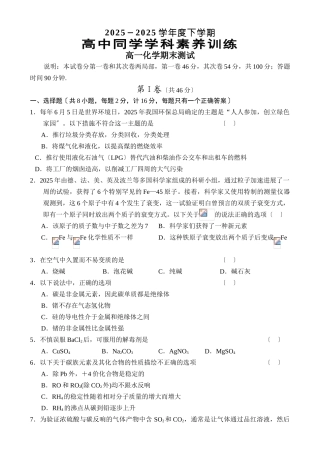 高一化学第二学期期末考试1