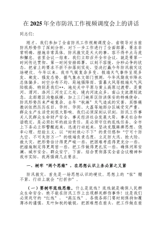 在2025年全市防汛工作视频调度会上的讲话