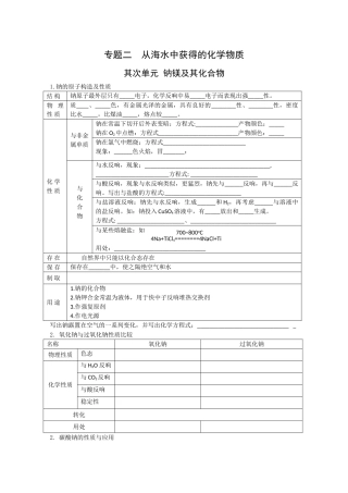 高一化学钠镁及其化合物知识点自检