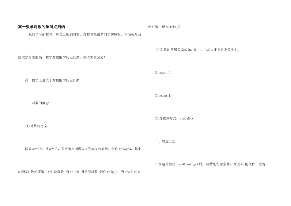 高一数学对数的知识点归纳_第1页