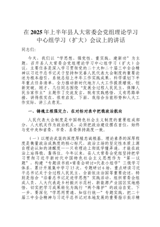 在2025年上半年县人大常委会党组理论学习中心组学习（扩大）会议上的讲话