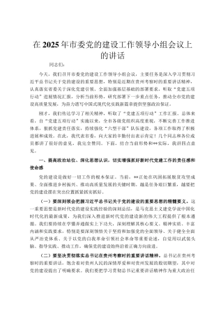 在2025年市委党的建设工作领导小组会议上的讲话