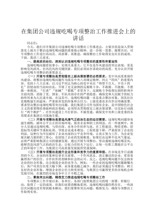 在集团公司违规吃喝专项整治工作推进会上的讲话