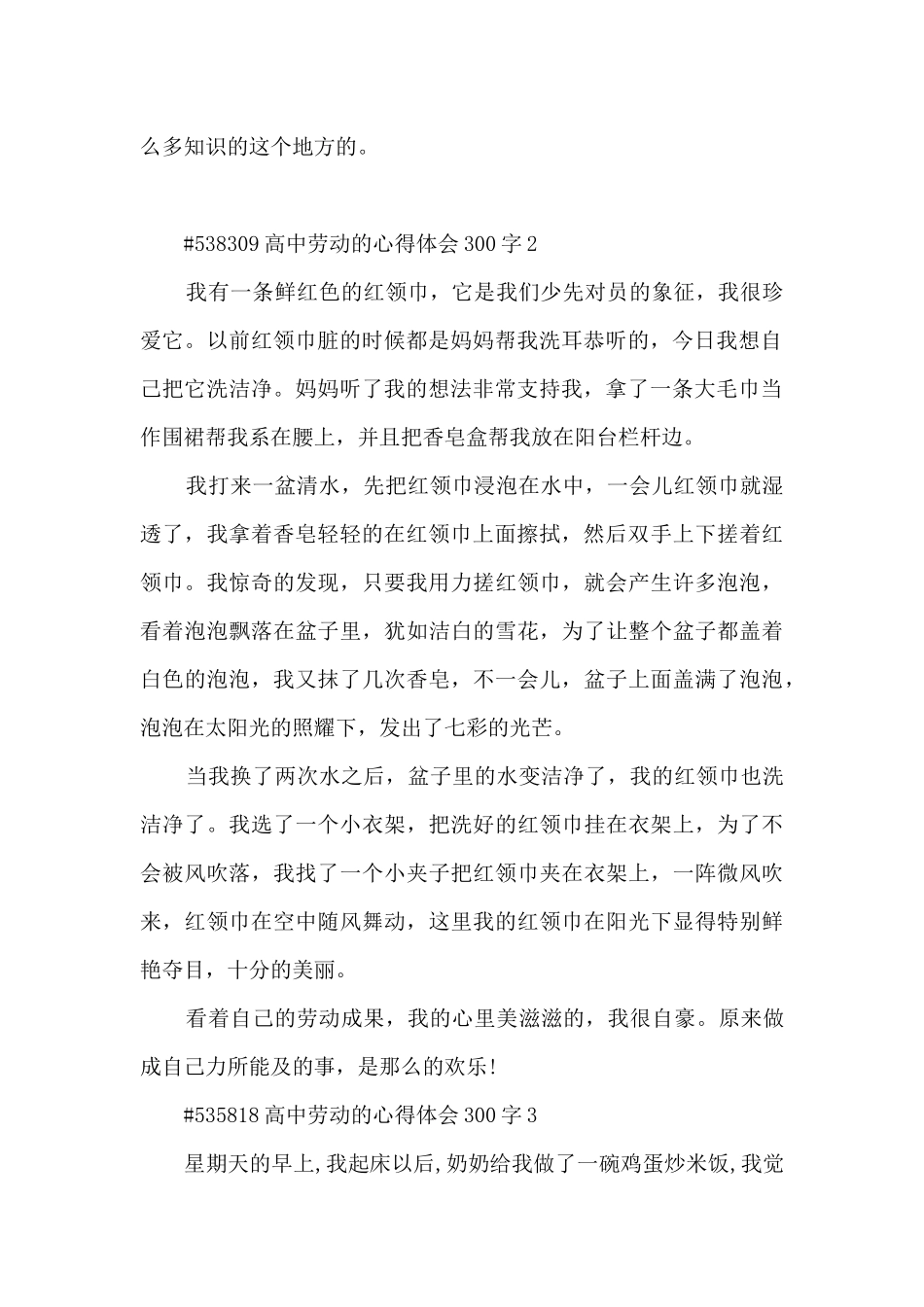 高中劳动的心得体会300字_第2页