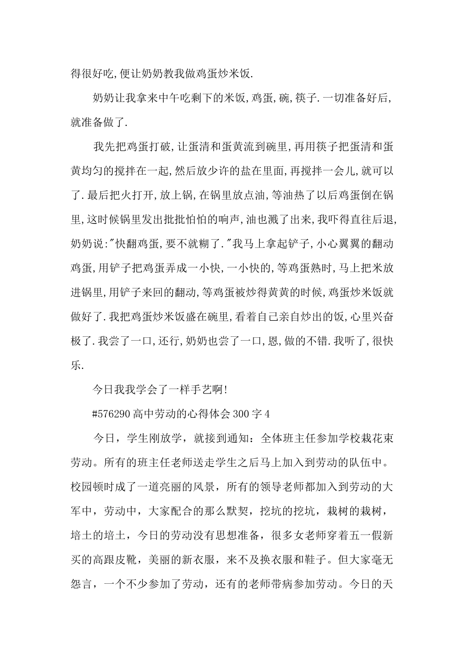 高中劳动的心得体会300字_第3页