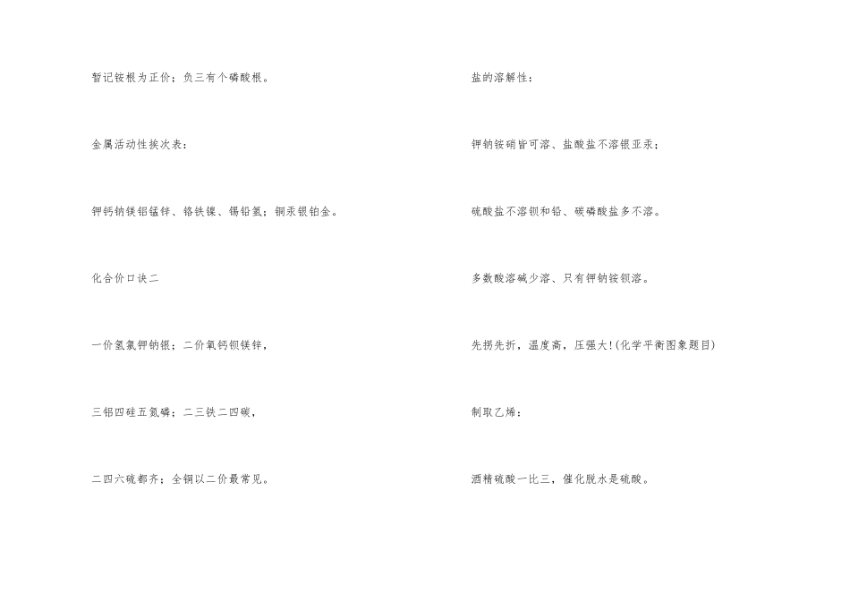 高中化学学习口诀_第3页