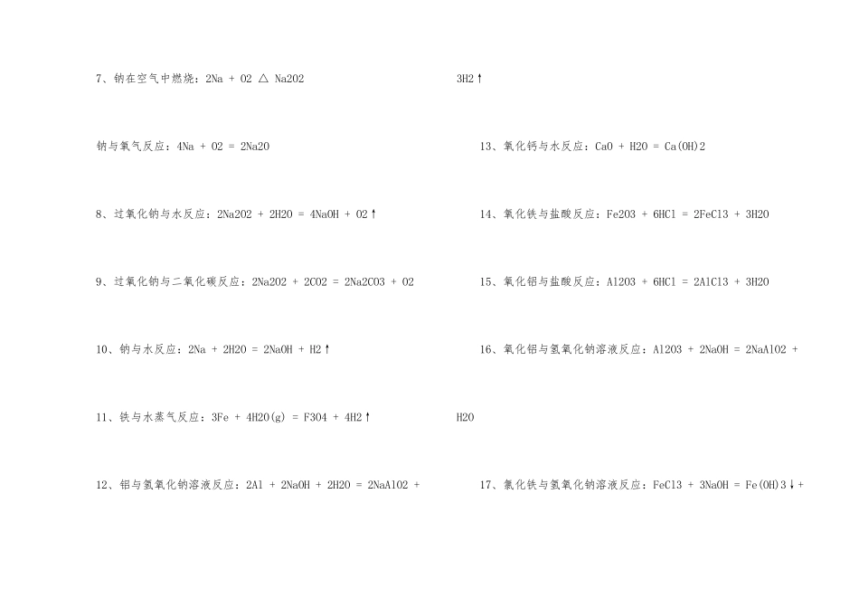 高中化学必修一方程式大全-1_第2页