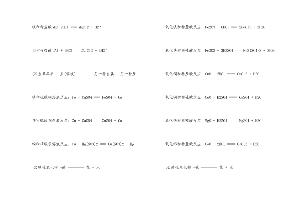 高中化学必修一方程式_第3页