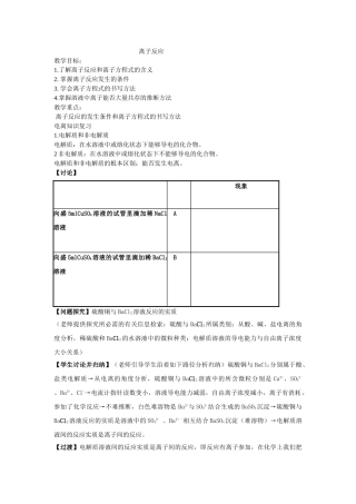 高中化学离子反应离子方程式教案