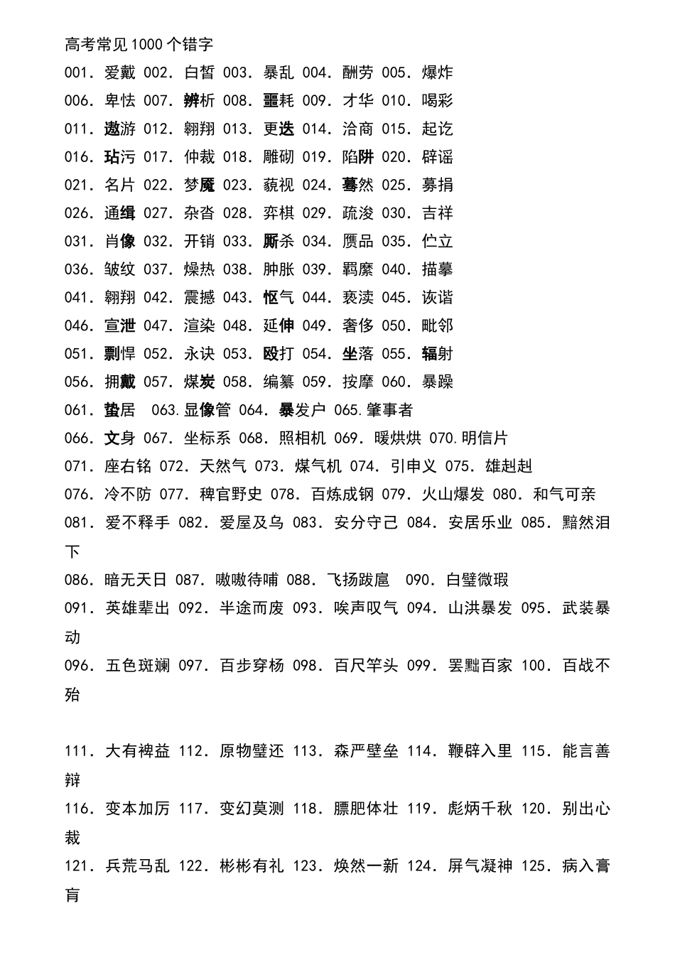 高中字形完全正确版_第1页