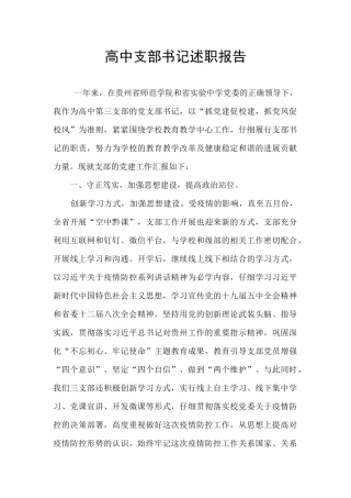 高中支部书记述职报告
