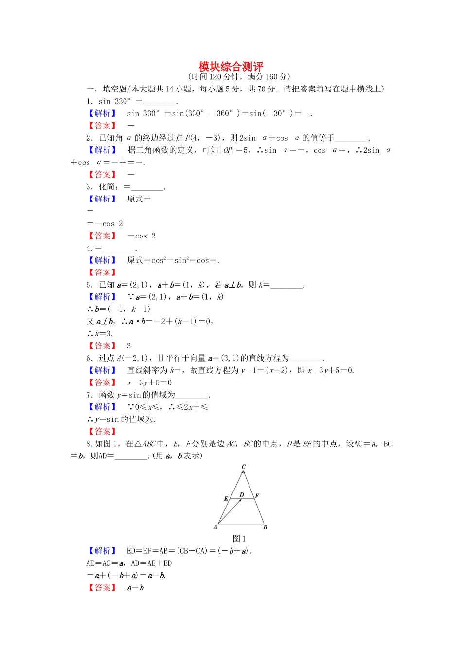 高中数学-模块综合测评-苏教版_第1页