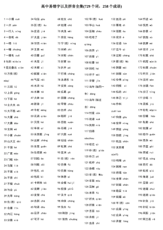 高中易错字以及拼音全集