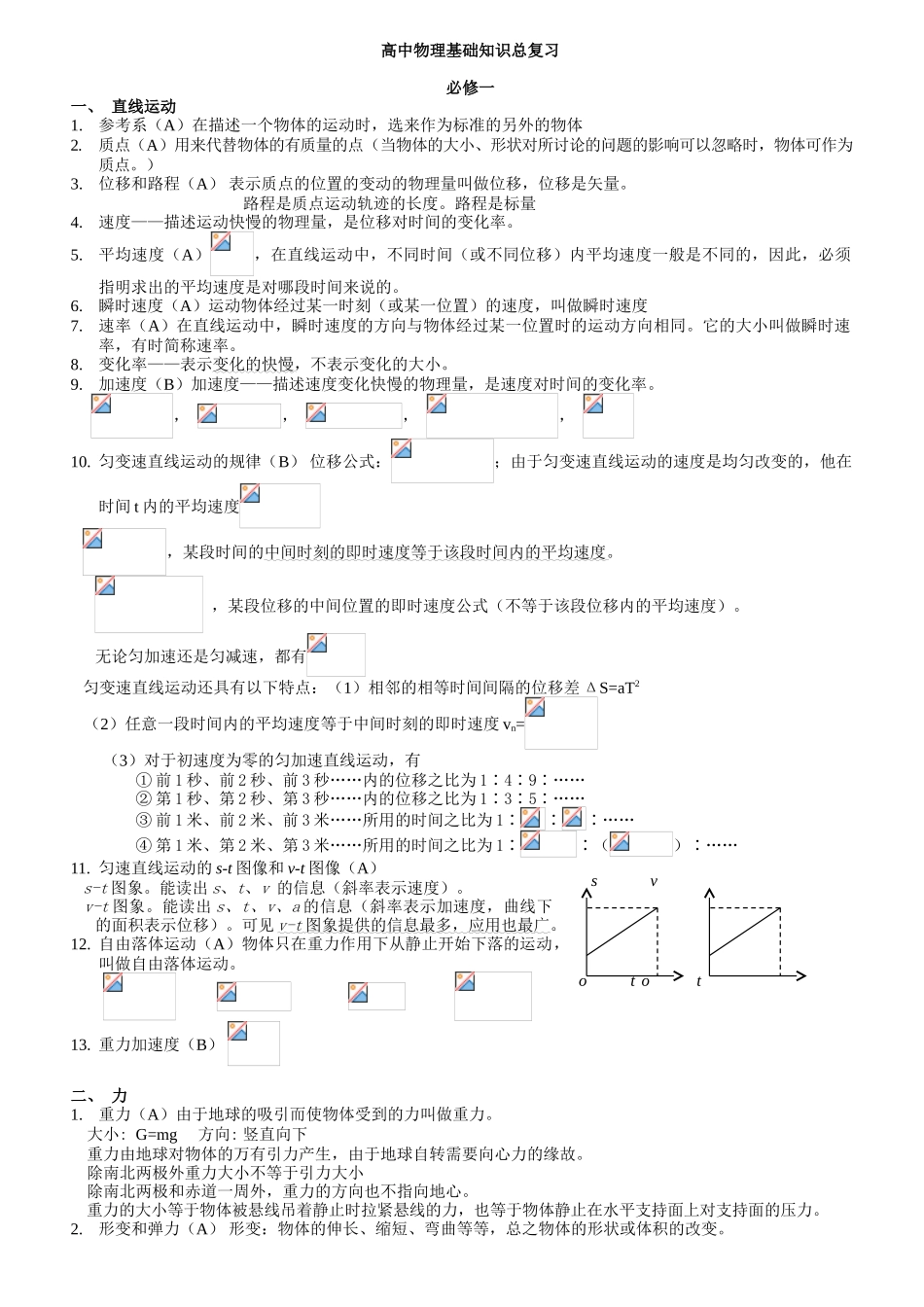 高中物理基础知识总复习必修_第1页