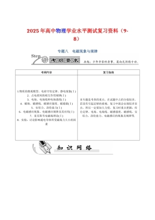 高中物理学业水平测试复习资料98专题8电磁现象与规律