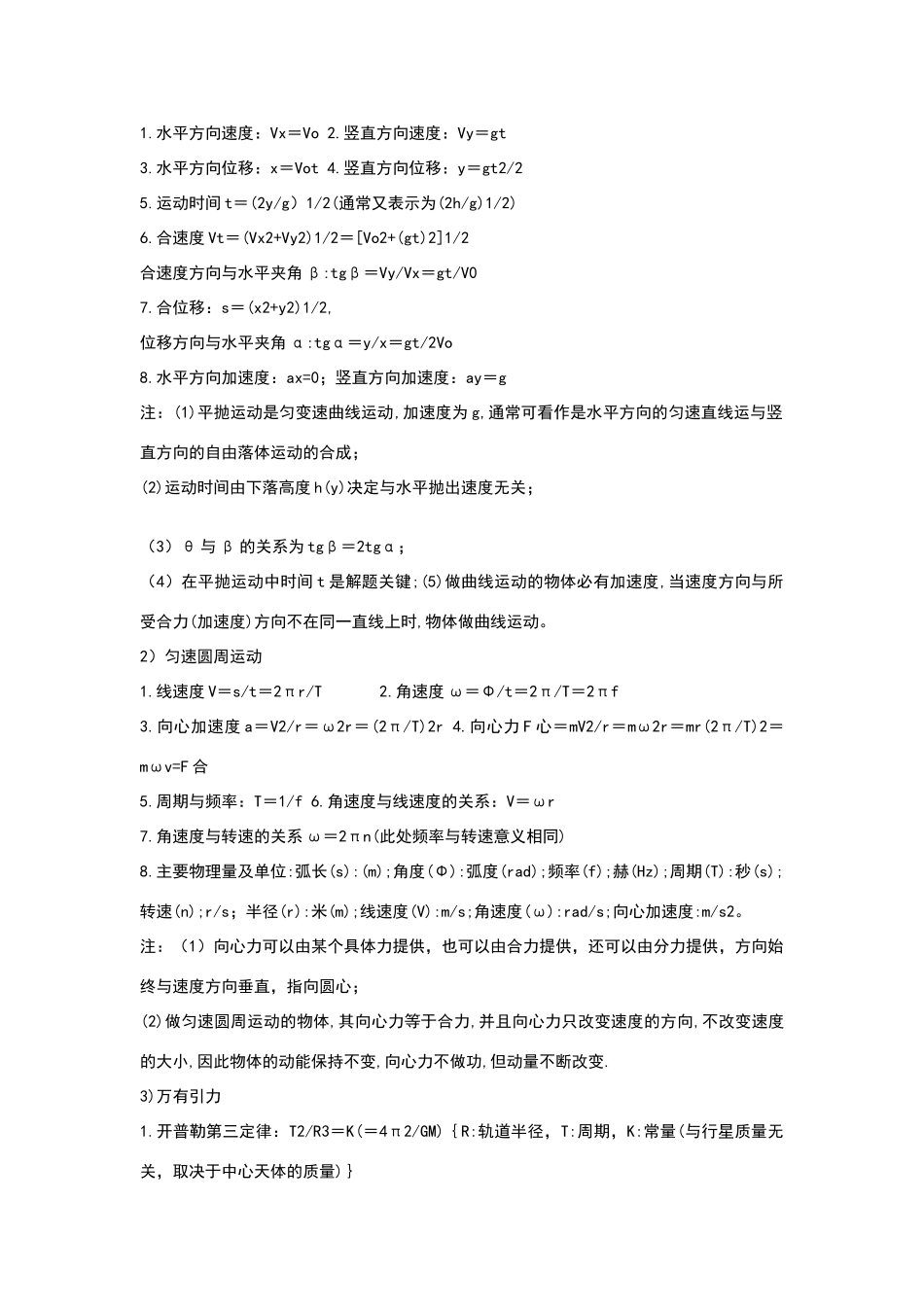 高中物理定理、定律、公式大全_第2页