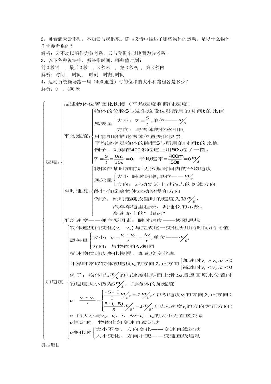 高中物理必修一章节总结主要包括知识结构基本知识典型例题特殊方法_第2页
